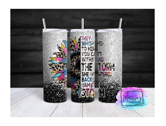 Black/Silver "I Am The Storm" Tumbler