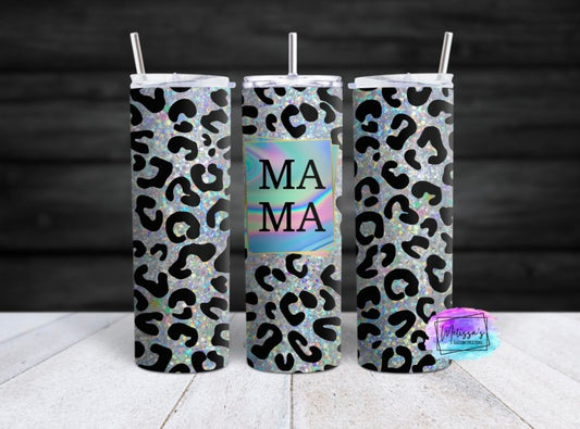 Glitter Leopard Mama Tumbler