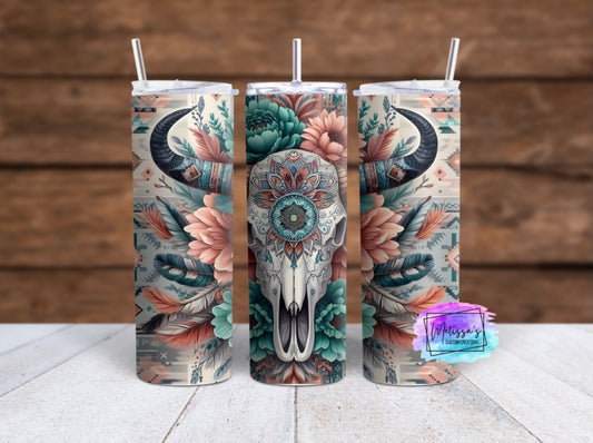 Boho Aztec Skull Tumbler