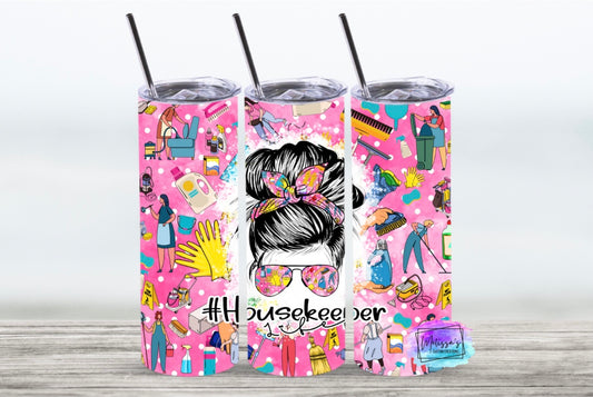 Housekeeper Messy Bun Tumbler