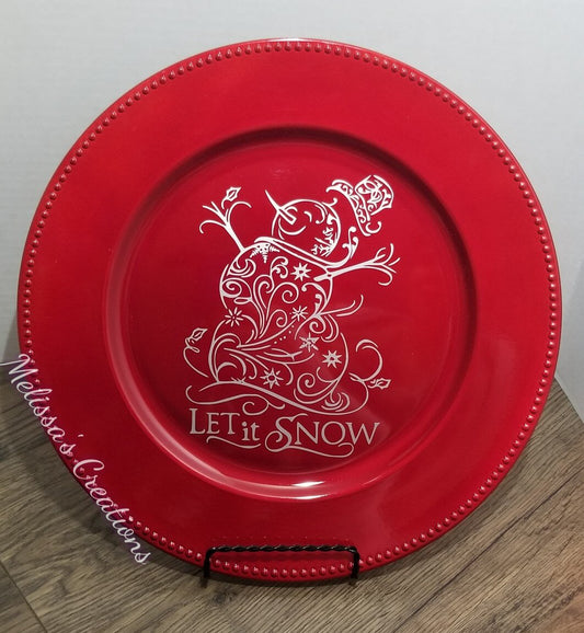 Snowman Charger Plate (READY TO SHIP)